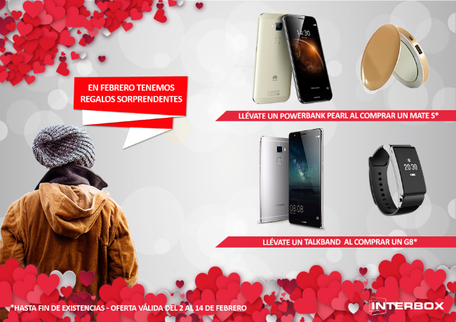 Promoción de San Valentín en Interbox: powerbank o smartband de regalo con tu Huawei